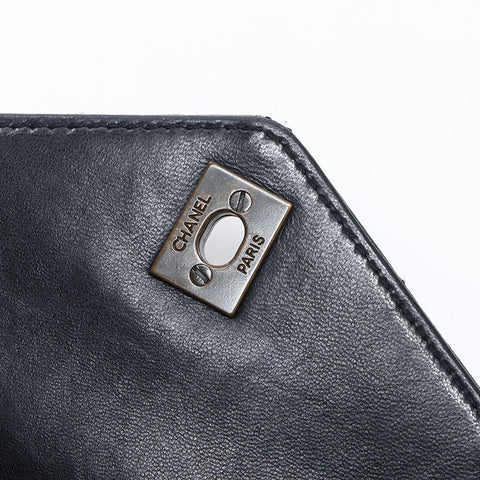 CHANEL No. 7 2002-2003 Lambskin Matelasse Shoulder Bag black WS14358