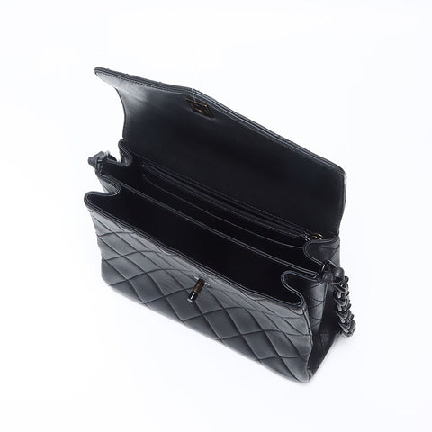 CHANEL No. 7 2002-2003 Lambskin Matelasse Shoulder Bag black WS14358