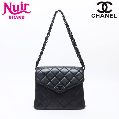 CHANEL No. 7 2002-2003 Lambskin Matelasse Shoulder Bag black WS14358