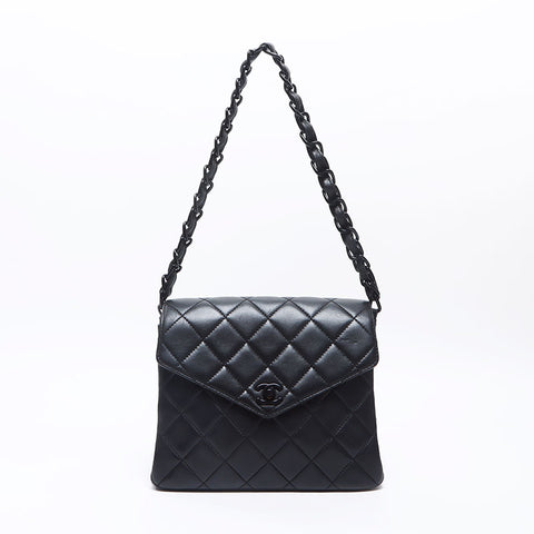 CHANEL No. 7 2002-2003 Lambskin Matelasse Shoulder Bag black WS14358