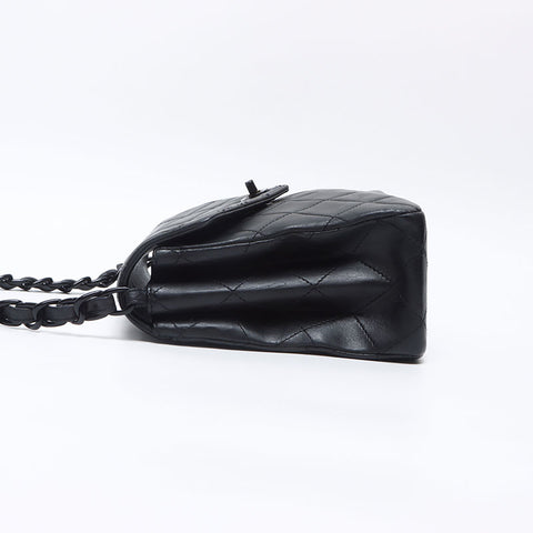 CHANEL No. 7 2002-2003 Lambskin Matelasse Shoulder Bag black WS14358