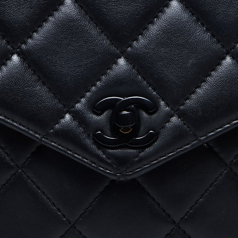 CHANEL No. 7 2002-2003 Lambskin Matelasse Shoulder Bag black WS14358