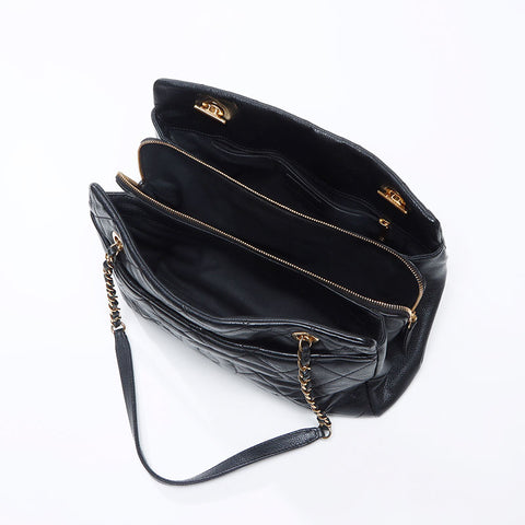 シャネル CHANEL 19番台 キャビアスキン ココマーク 2013 ショルダーバッグ ブラック WS14359