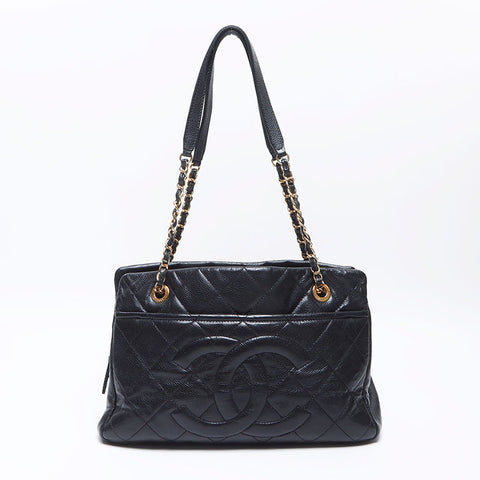 シャネル CHANEL 19番台 キャビアスキン ココマーク 2013 ショルダーバッグ ブラック WS14359