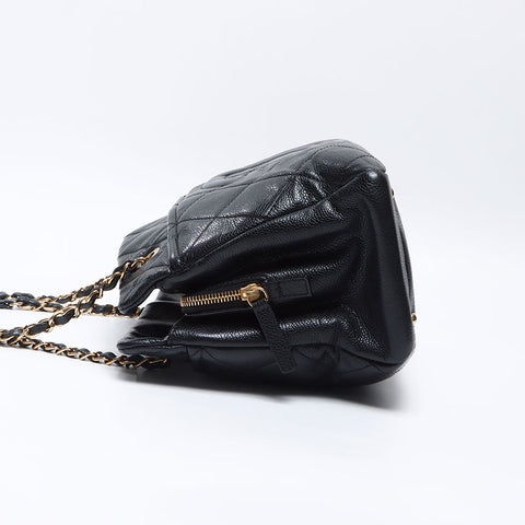 シャネル CHANEL 19番台 キャビアスキン ココマーク 2013 ショルダーバッグ ブラック WS14359