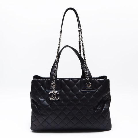 CHANEL 2014-2015 2way Daily Shopping Tote, Silver Metal Tote Bag black WS14360