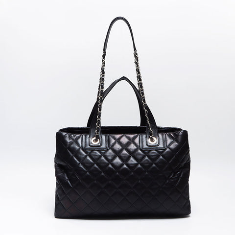 CHANEL 2014-2015 2way Daily Shopping Tote, Silver Metal Tote Bag black WS14360