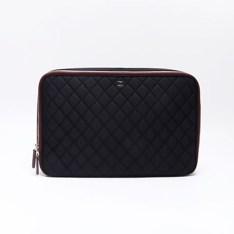 CHANEL No. 17 2012-2013 Christmas Limited Edition Nylon Laptop PC Case Clutch bag black WS14361