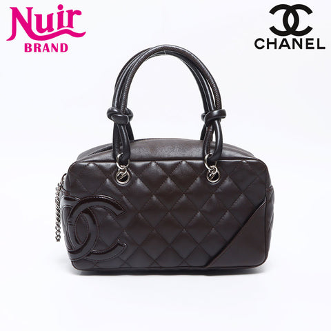 CHANEL 10 series 2005-2006 Mini Cambon Line Mini Boston Handbag Brown WS14362