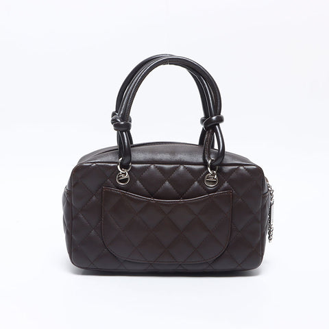 CHANEL 10 series 2005-2006 Mini Cambon Line Mini Boston Handbag Brown WS14362