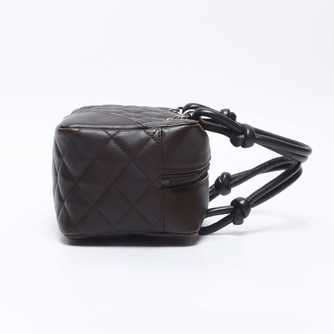 CHANEL 10 series 2005-2006 Mini Cambon Line Mini Boston Handbag Brown WS14362