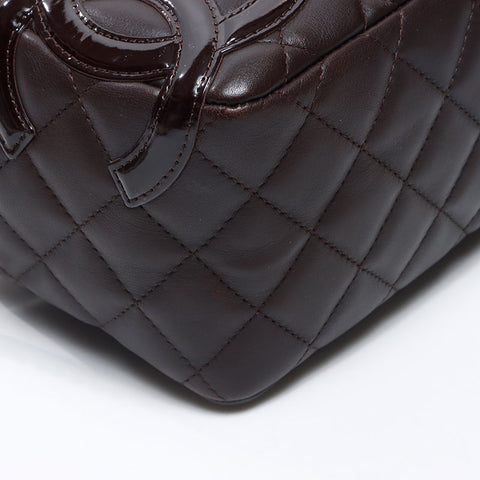 CHANEL 10 series 2005-2006 Mini Cambon Line Mini Boston Handbag Brown WS14362
