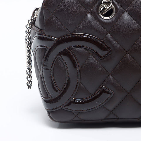 CHANEL 10 series 2005-2006 Mini Cambon Line Mini Boston Handbag Brown WS14362