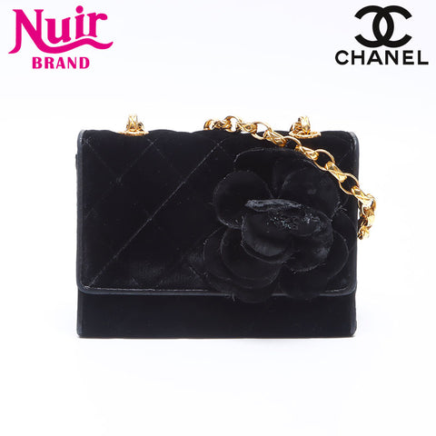 CHANEL Velour Camellia Mini Shoulder Bag black WS14364
