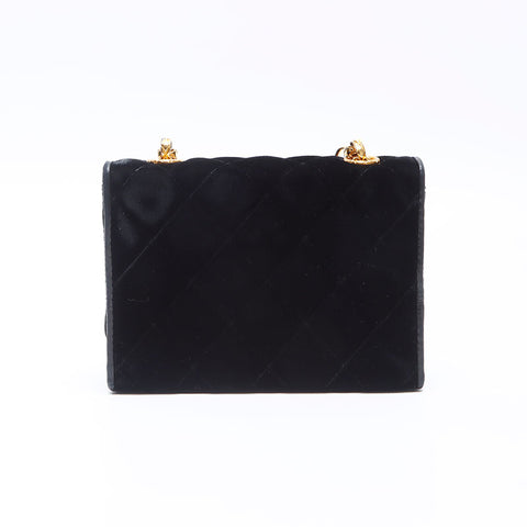 CHANEL Velour Camellia Mini Shoulder Bag black WS14364