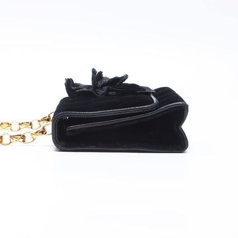 CHANEL Velour Camellia Mini Shoulder Bag black WS14364
