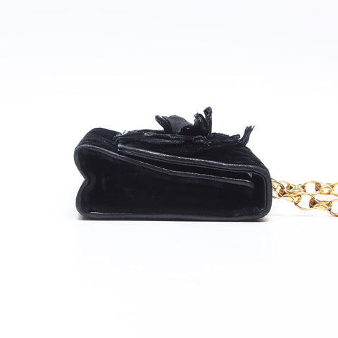 CHANEL Velour Camellia Mini Shoulder Bag black WS14364