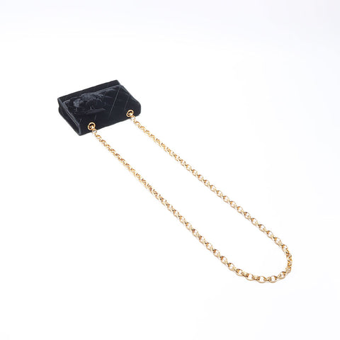 CHANEL Velour Camellia Mini Shoulder Bag black WS14364