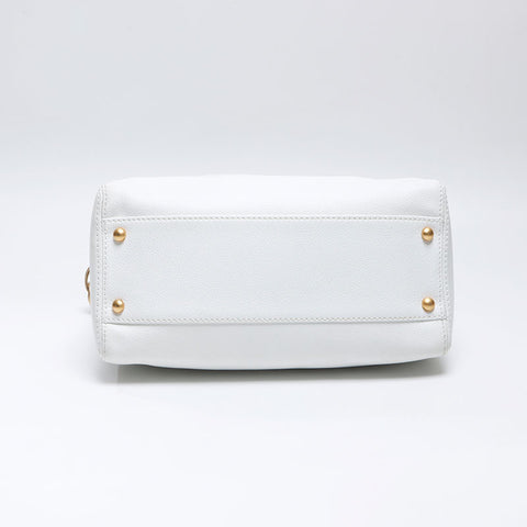 シャネル CHANEL 8番台 2003-2004 ココマーク キャビアスキン ショルダーバッグ ホワイト WS14365