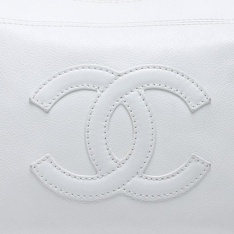 シャネル CHANEL 8番台 2003-2004 ココマーク キャビアスキン ショルダーバッグ ホワイト WS14365