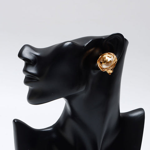 CHANEL COCO Mark Round 95P 1995 Earring gold WS14366