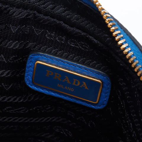 PRADA Leather Logo Camera Bag Shoulder Bag blue WS14369