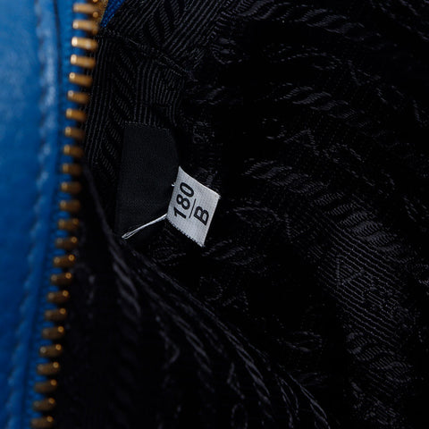 PRADA Leather Logo Camera Bag Shoulder Bag blue WS14369