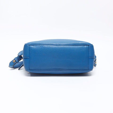 PRADA Leather Logo Camera Bag Shoulder Bag blue WS14369