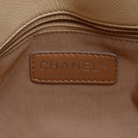 シャネル CHANEL 14番台 シルバー金具 マトラッセ キャビアスキン 2010-2011 トートバッグ ベージュ WS14371