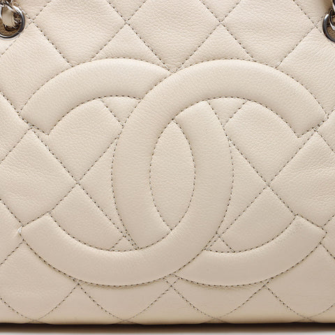 シャネル CHANEL 14番台 シルバー金具 マトラッセ キャビアスキン 2010-2011 トートバッグ ベージュ WS14371