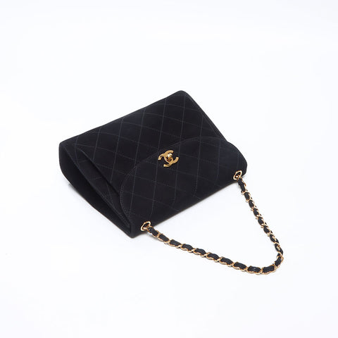 シャネル CHANEL 5番台 スエード ワイルドステッチ 1997-1999 ショルダーバッグ ブラック WS14372