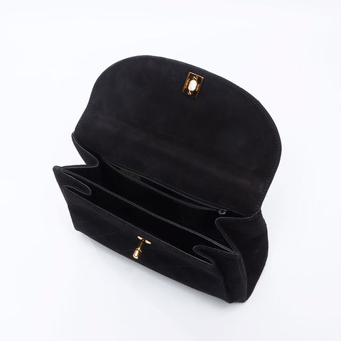 シャネル CHANEL 5番台 スエード ワイルドステッチ 1997-1999 ショルダーバッグ ブラック WS14372