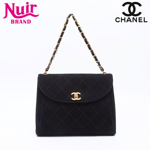 シャネル CHANEL 5番台 スエード ワイルドステッチ 1997-1999 ショルダーバッグ ブラック WS14372