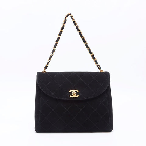 シャネル CHANEL 5番台 スエード ワイルドステッチ 1997-1999 ショルダーバッグ ブラック WS14372