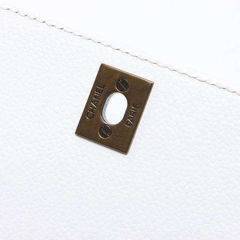 CHANEL No.5 Turnlock COCO Mark 1997-1999 Shoulder Bag white WS14373