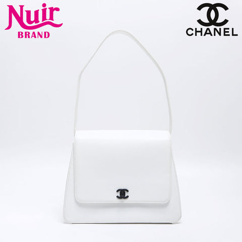 CHANEL No.5 Turnlock COCO Mark 1997-1999 Shoulder Bag white WS14373