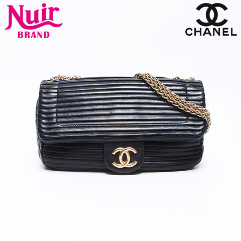 シャネル CHANEL 12番台 プッシュロック ココマーク チェーンショルダー ショルダーバッグ ブラック WS14374