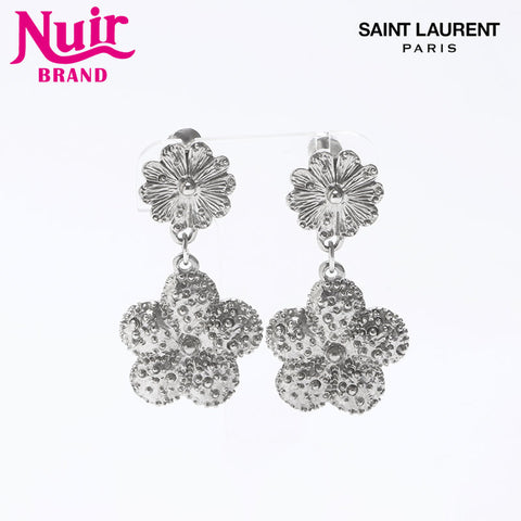 YVES SAINT LAURENT flower flower motif Earring Silver WS14379