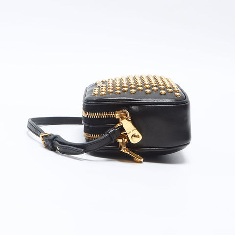 ミュウ ミュウ Miu Miu スタッズ ポーチ ハンドバッグ ブラック WS14388