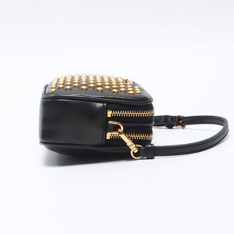 ミュウ ミュウ Miu Miu スタッズ ポーチ ハンドバッグ ブラック WS14388