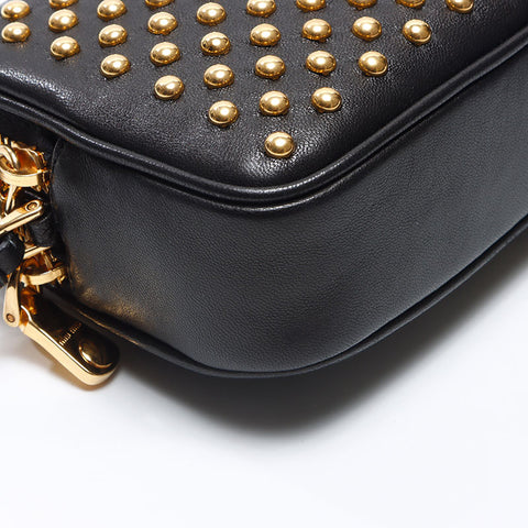 ミュウ ミュウ Miu Miu スタッズ ポーチ ハンドバッグ ブラック WS14388
