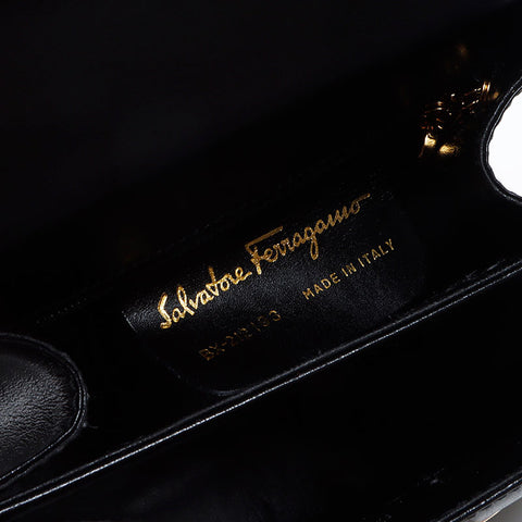 サルヴァトーレフェラガモ Salvatore Ferragamo ガンチーニ レザー 2way ハンドバッグ ブラック WS14389