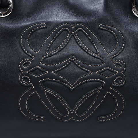 ロエベ LOEWE ショッパーバッグ ハンドバッグ ロゴ レザー　アナグラム トートバッグ ブラック WS14390