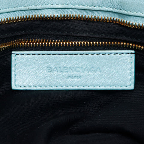 BALENCIAGA Metallic Edge City Light Blue Shoulder Bag blue WS14392