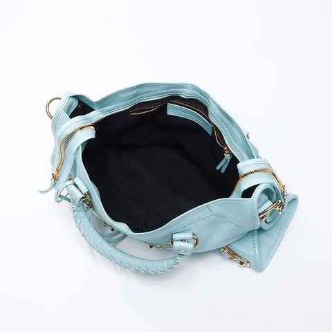 BALENCIAGA Metallic Edge City Light Blue Shoulder Bag blue WS14392