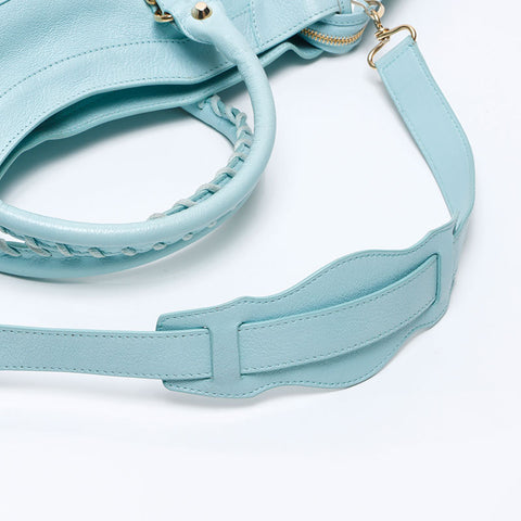 BALENCIAGA Metallic Edge City Light Blue Shoulder Bag blue WS14392