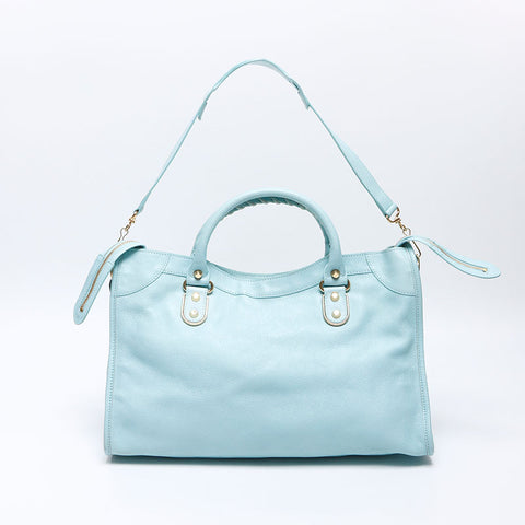BALENCIAGA Metallic Edge City Light Blue Shoulder Bag blue WS14392