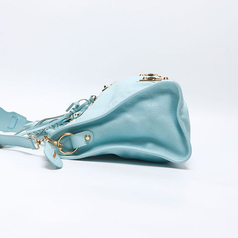 BALENCIAGA Metallic Edge City Light Blue Shoulder Bag blue WS14392