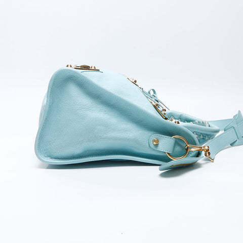 BALENCIAGA Metallic Edge City Light Blue Shoulder Bag blue WS14392