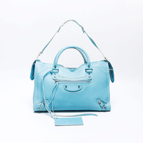 バレンシアガ BALENCIAGA シティ ラージ 水色 ライトブルー ショルダーバッグ ブルー WS14394